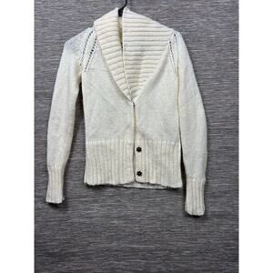 Gap Cardigan Sweater Womens Small White Mohair Blend Shawl Collar Knit Button